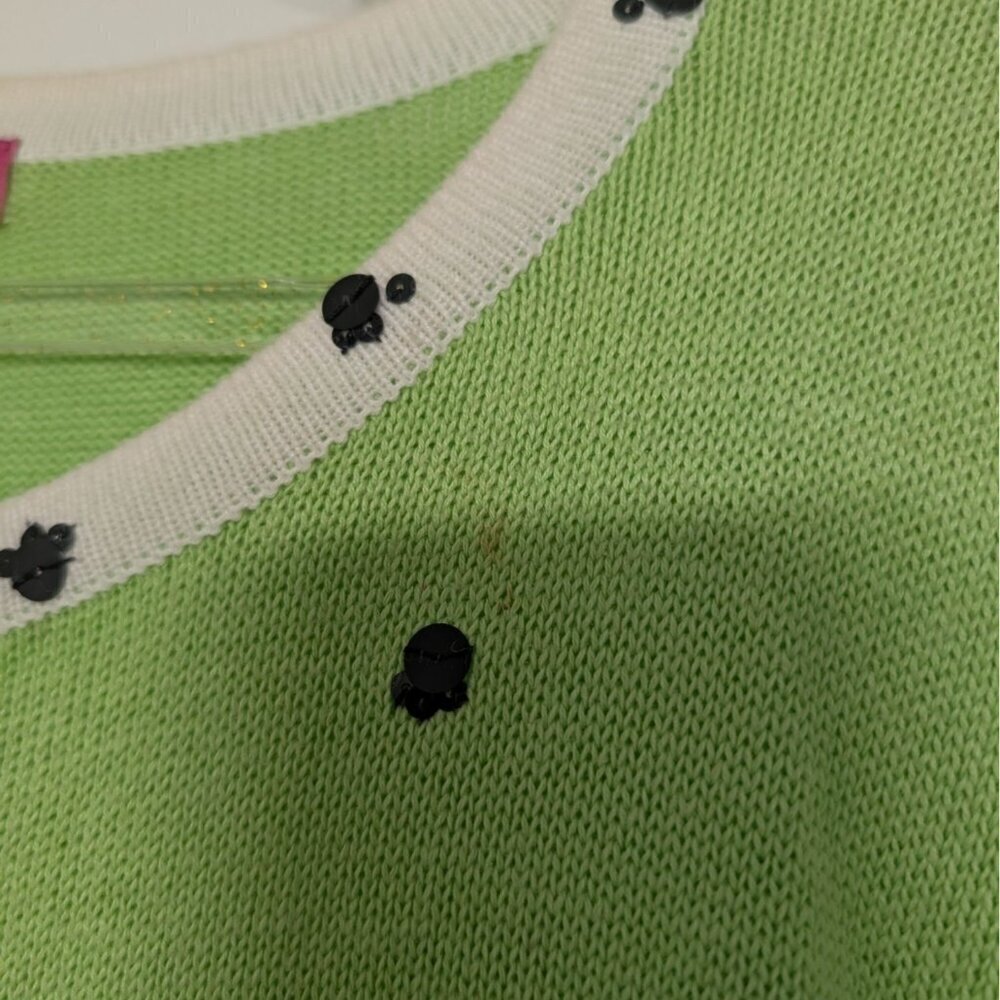 Vintage Bobbie Bell Dog Cardigan Womens Size Large Green Embellished Sweater - Picture 4 of 15